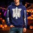 thumbnail image 2 of JIAYUE Men Halloween Sweatshirt Skeleton Graphic Print Baggy Pullover Hoodies for Fall Holiday Daily Activities, 2 of 4
