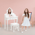 thumbnail image 4 of GloryStar Coiffeuse pour Enfants avec Miroir et Tabouret, Table de Maquillage Princesse en Bois, Miroir à Angle Réglable, Ensemble de Jeu de Rôle avec Tiroirs de Rangement, 4 of 7