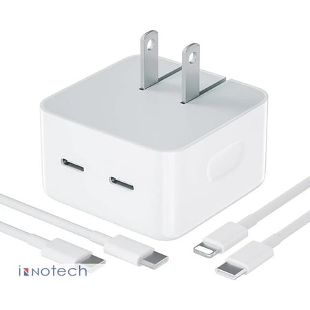 For Apple iPhone 14/13/12 series Fast Charger,35W Dual USB-C Port Compact Power Adapter,Dual Type C Port Cell Phone Wall Charger+Dual USB-C to USB-C/ with 1 m Lightning Cable