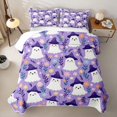 thumbnail image 2 of Homewish Witch Ghost Bed Spread Queen for Girls, Halloween Theme Queen Coverlet Set, Lilac Pink Yellow, 3-Piece 1 Bedspread and 2 Pillowcases, 2 of 7