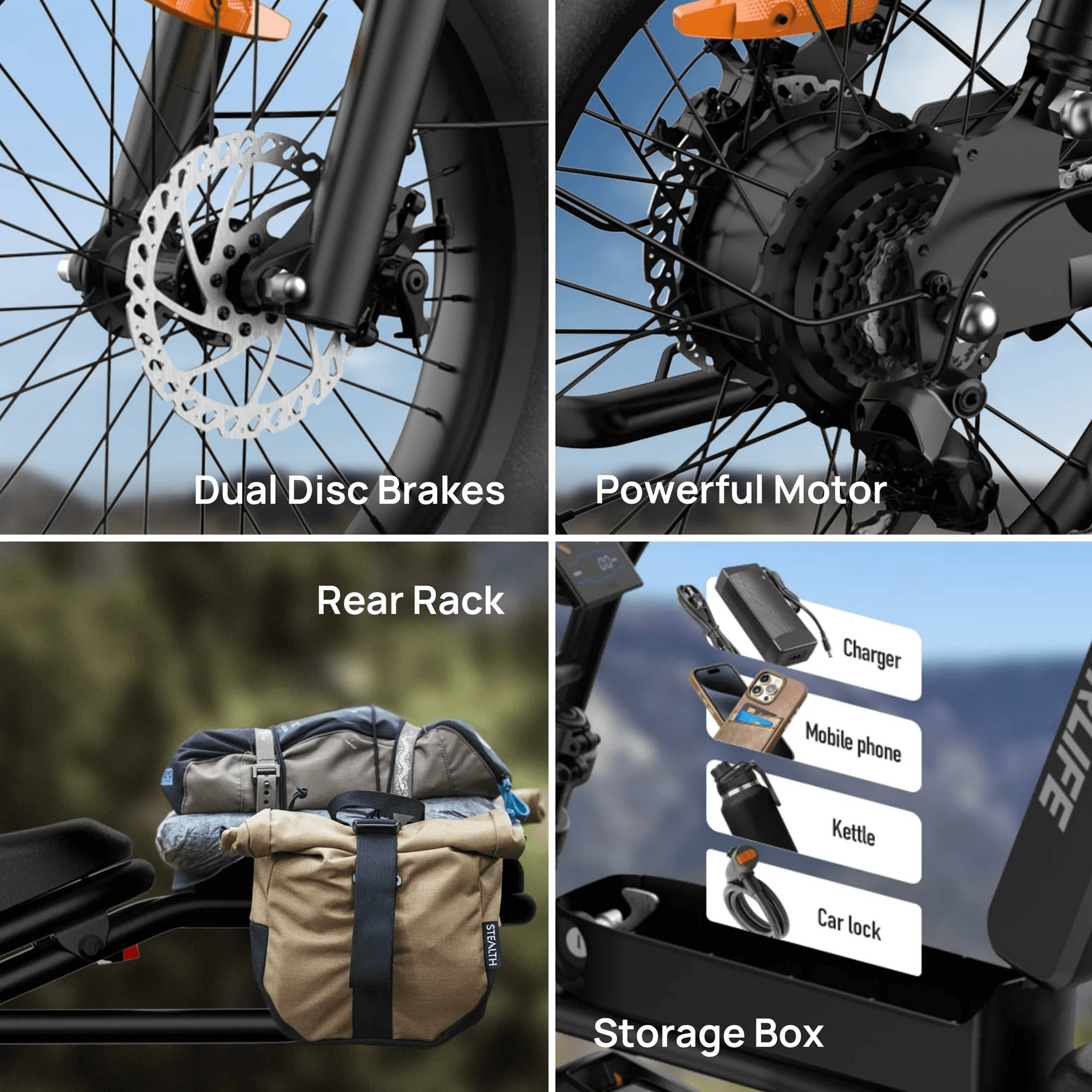 URLIFE 1500W Electric Bike for Adults,20"4.0 Fat Tire Ebike,48V 15.6Ah Removable Battery,7-Speed E-Mountain Bikes,All-Terrain Off-Road Electric Bicycle,UL2849 Certified(Black)
