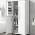thumbnail image 2 of Tall Bathroom Floor Storage Cabinet With Adjustable Shelves And 4 Doors - Ideal For Storing Shower Items, Towels, Hairdryer In White Wide Unit Doors, Shelves, Board Supplies, 2 of 7