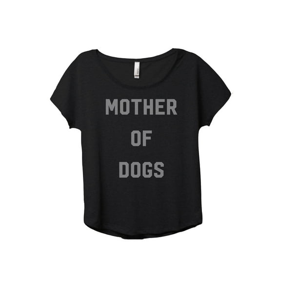 Mother Of Dogs Women's Fashion Slouchy Dolman T-Shirt Tee Heather Black 3X-Large