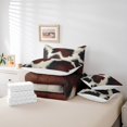 thumbnail image 4 of Ensemble de Couette Imprimé Vache Mignon 7 Pcs, Couette en Peau de Vache Style Ferme Taille Simple pour Lit Réversible, Lit Rustique Occidental avec Couette, Draps, Taies d'Oreiller et Housses de Coussin, 4 of 5