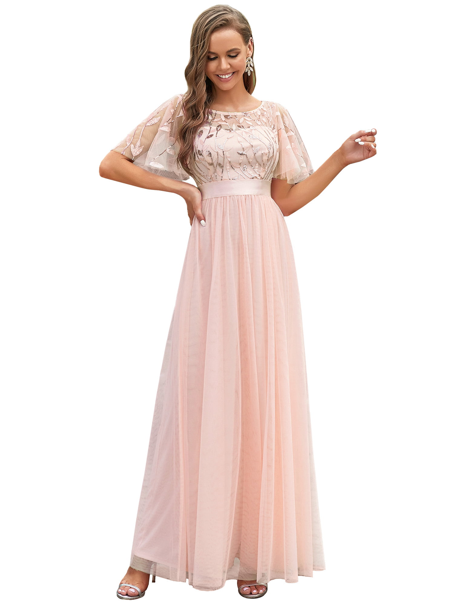 Women Embroidered Long Lace Bridesmaid Dress Evening Prom Gown Formal Wedding