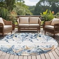 thumbnail image 4 of Round Rug 7Ft Washable Non-Slip, Blue Eucalyptus Coastal Circle Area Rugs for Living Room Bedroom, Beach Starfish Shell Nautical Retro Indoor Floor Mats Carpet Runner for Home Decor Aesthetic, 4 of 8