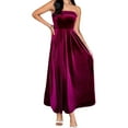 thumbnail image 3 of Women's Sleeveless Strapless Dresses Oversized Elegant Evening Gown Maxi Long Dresses Womens Casual Solid Velvet Off Shoulder Party Prom Dresses Loose Holiday Party Long Evening Dress, 3 of 4