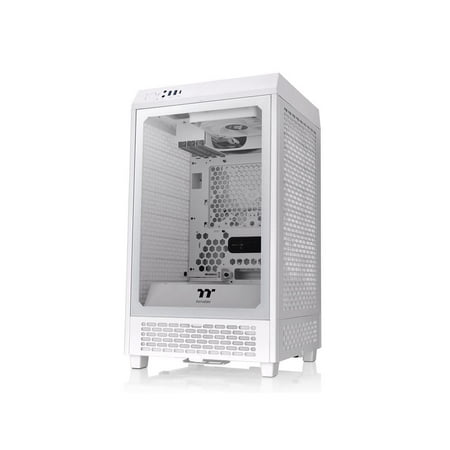 Thermaltake Tower 200 Snow Mini-ITX Computer Case; 2x140mm Pre-installed White CT140 Fans; Supports GPU Length Up To 380mm; CA-1X9-00S6WN-00; White