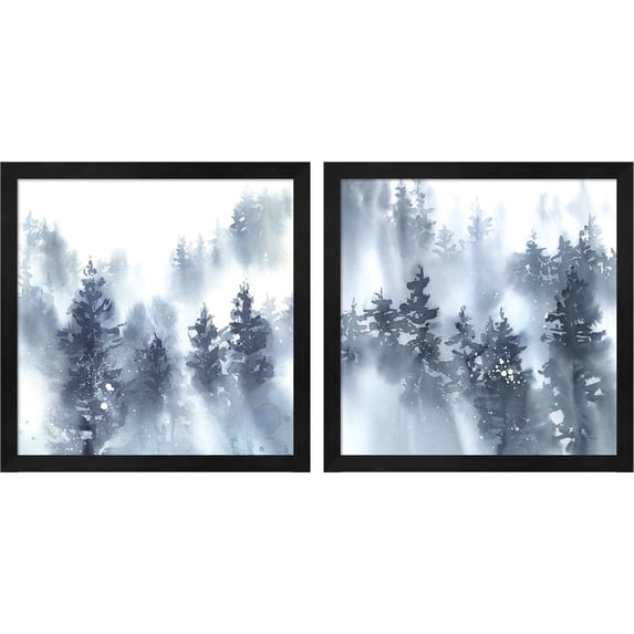 Great Art Now Misty Forest by Katrina Pete, 2 Piece Framed Art Set Each 13"W x 13"H