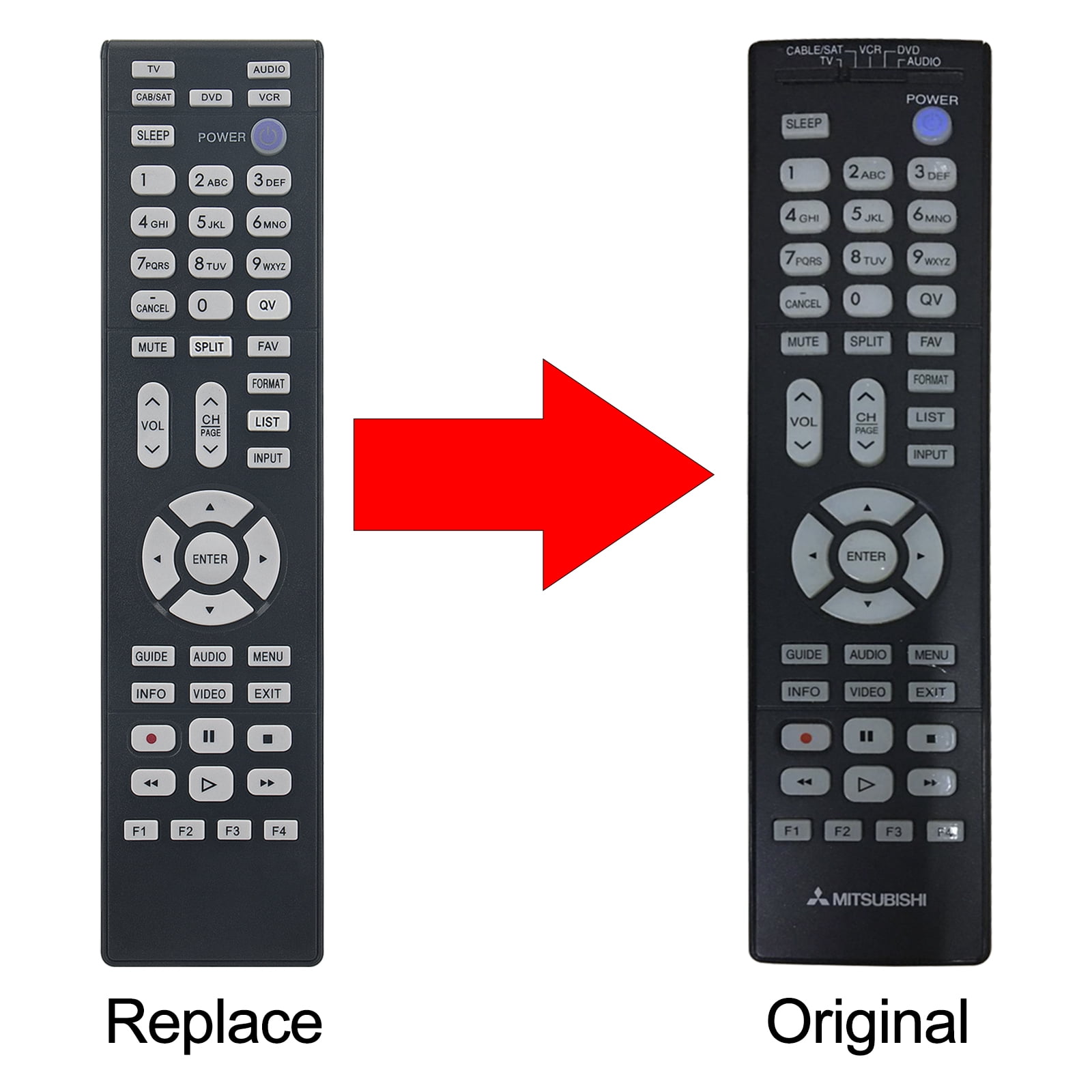 Replacement Remote Control For Westinghouse TV Models DWM50F3G1, DW39F1Y1A, DWM442F2G1, WD32HT1360