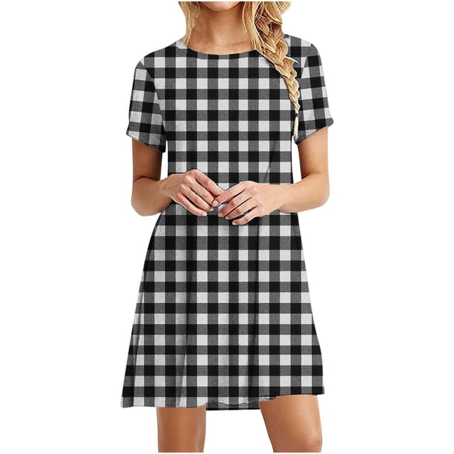 Amzcrzy Robe Midi Décontractée pour Femmes, Robe d'Été de Plage à Rayures, Robe T-Shirt Graphique à Manches Courtes, Col Rond, Robe Hawaïenne de Vacances, Robes d'Été Fluides P-2TG