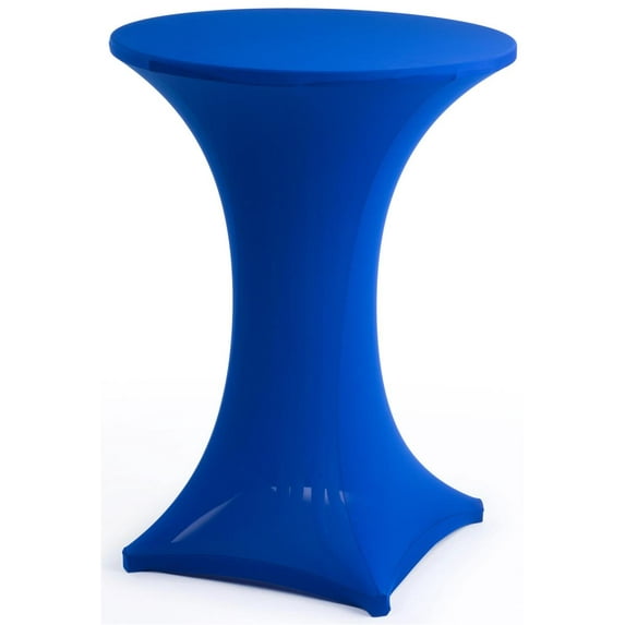 42.25"h Pub Table with Blue Stretch Fabric Tablecloth, 31.5" Round Bar Table with Folding Design, Black (BAR3142BBU)