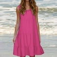 thumbnail image 2 of yoeyez Robe d'Été Fluide pour Femme, Décontractée, Sans Manches, Mini, Style Débardeur, Confortable, Ample, Robe de Plage avec Poches, Rose Vif, m, 2 of 7