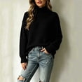 thumbnail image 2 of Edvintorg Sweater for Women Long Sleeve Casual Pullover Top High Neck Loose Knit Sweaters Plus Size Womens Fashion Black XXXL, 2 of 5