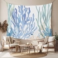 thumbnail image 2 of Ocean Botanical Small Tapestry for Bedroom Wall Hanging Tapestry, Summer Coastal Sea Blue Green Coral Ceiling Backdrop Tapestries Poster Blanket Wall Decor for Teens Room Living Room Dorm 23" x 28", 2 of 8