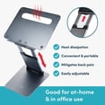 thumbnail image 4 of Ergonomic Laptop Stand For Desk, Adjustable Height Up To 20", Laptop Riser Computer Stand For Laptop, Portable Laptop Stands, Fits All MacBook, Laptops 10 15 17 Inches, Pulpit Laptop Holder Desk Stand, 4 of 5