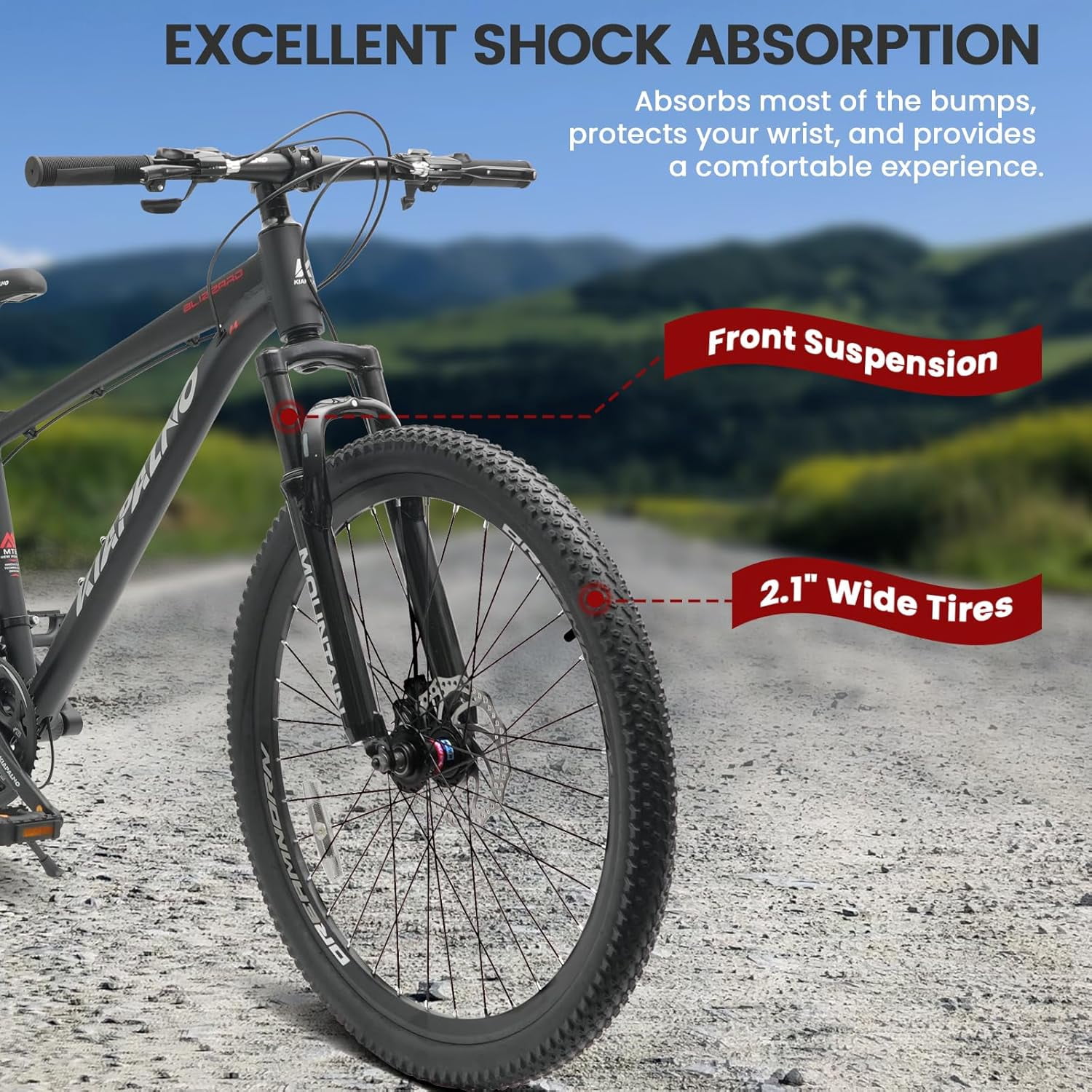 26 Inch Mountain Bike Aluminum Frame, Women Men's 21 Speeds Mountain Bike with Disc Brakes and Front Suspension, Lightweight Sport Teens Bicycle Suitable for 5'2"-6'2" Tall Riders,Black