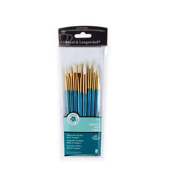 Royal Langnikel Bristle Value Pack Brush Set-8/Pkg