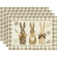 thumbnail image 2 of SDJMa Easter Placemats for Dining Table Decorations, Buffalo Plaid Rabbit Bunny Spring Floral Rustic Farmhouse Washable Table Mats for Spring Easter Party Favors Supplies, 2 of 9