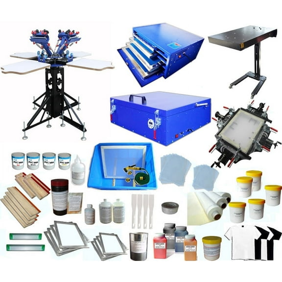 Techtongda 4 Color 4 Station Silk Screen Printing Kit Press Printer Flash Dryer Supplies Screen Printing Press T-shirt Printing