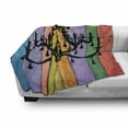 thumbnail image 3 of Vintage Soft Flannel Fleece Throw Blanket, Silhouette of an Old Victorian Chandelier on Colorful Rustic Wooden Planks Image, Cozy Plush for Indoor and Outdoor Use, 60" x 80", Multicolor, by Ambesonne, 3 of 6