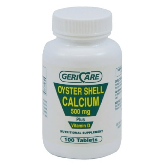 GeriCare - Calcium w/ Vitamin D Supplement - 200 IU / 500 mg Strength - Tablet - 100 per Bottle
