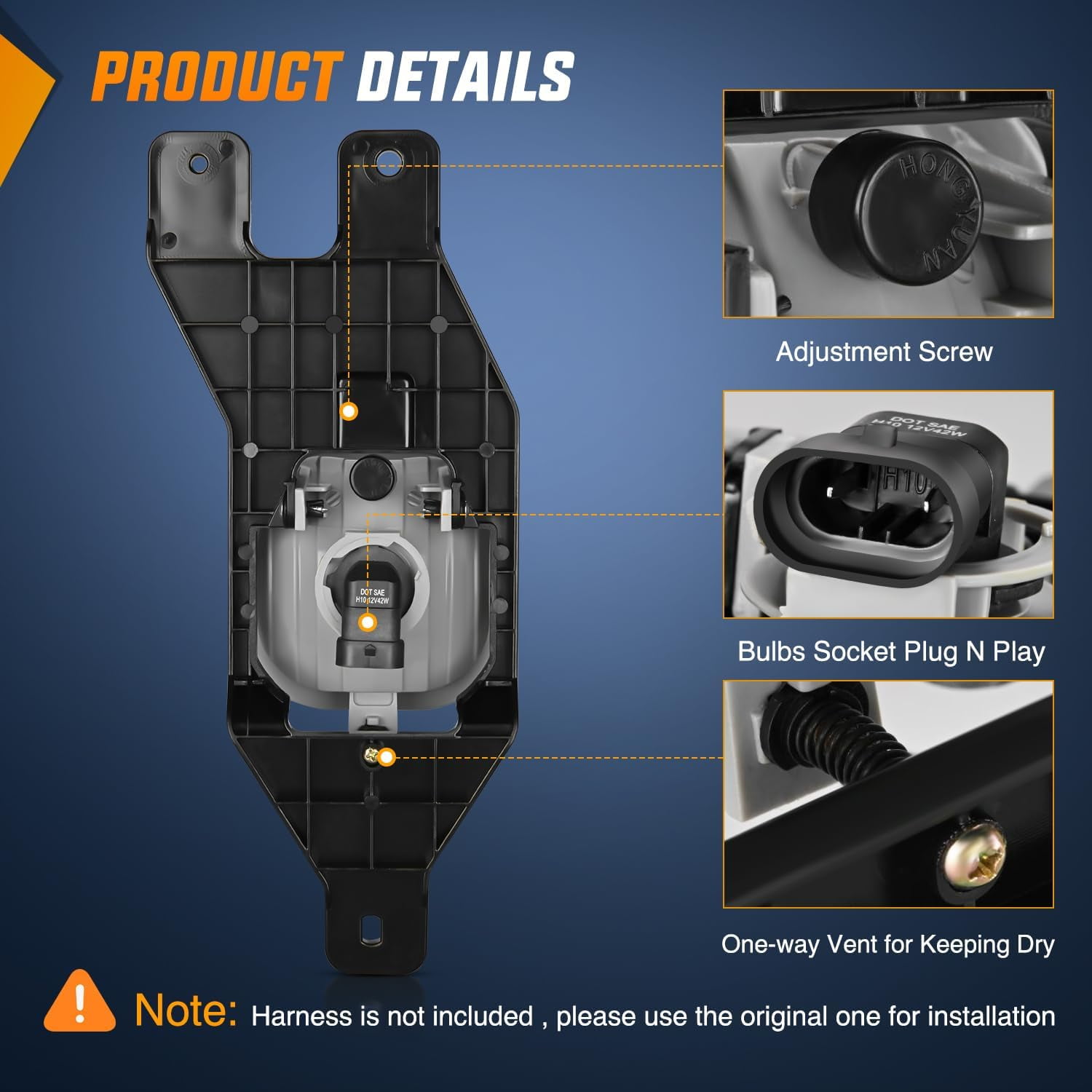 Nilight Fog Lights Assembly Compatible with 1999 2000 2001 2002 2003 2004 Ford F250 F350 F450 F550 Super Duty 2001-2004 Ford Excursion Fog Light Replacement w/12V H10 42W Bulbs