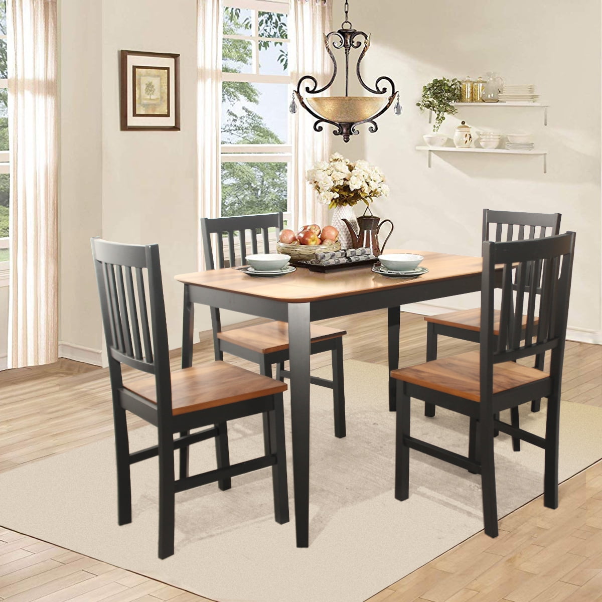 Costway 5-Piece Mid Century Dining Set, Black 29.5'' Table Costway 5-Piece Mid Century Dining Set, Black 29.5'' Table