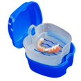 thumbnail image 1 of Caja de baño para dentaduras postizas, contenedor de almacenamiento con cesta de filtro para limpieza de viajes (azul), 1 unidad, 1 of 5