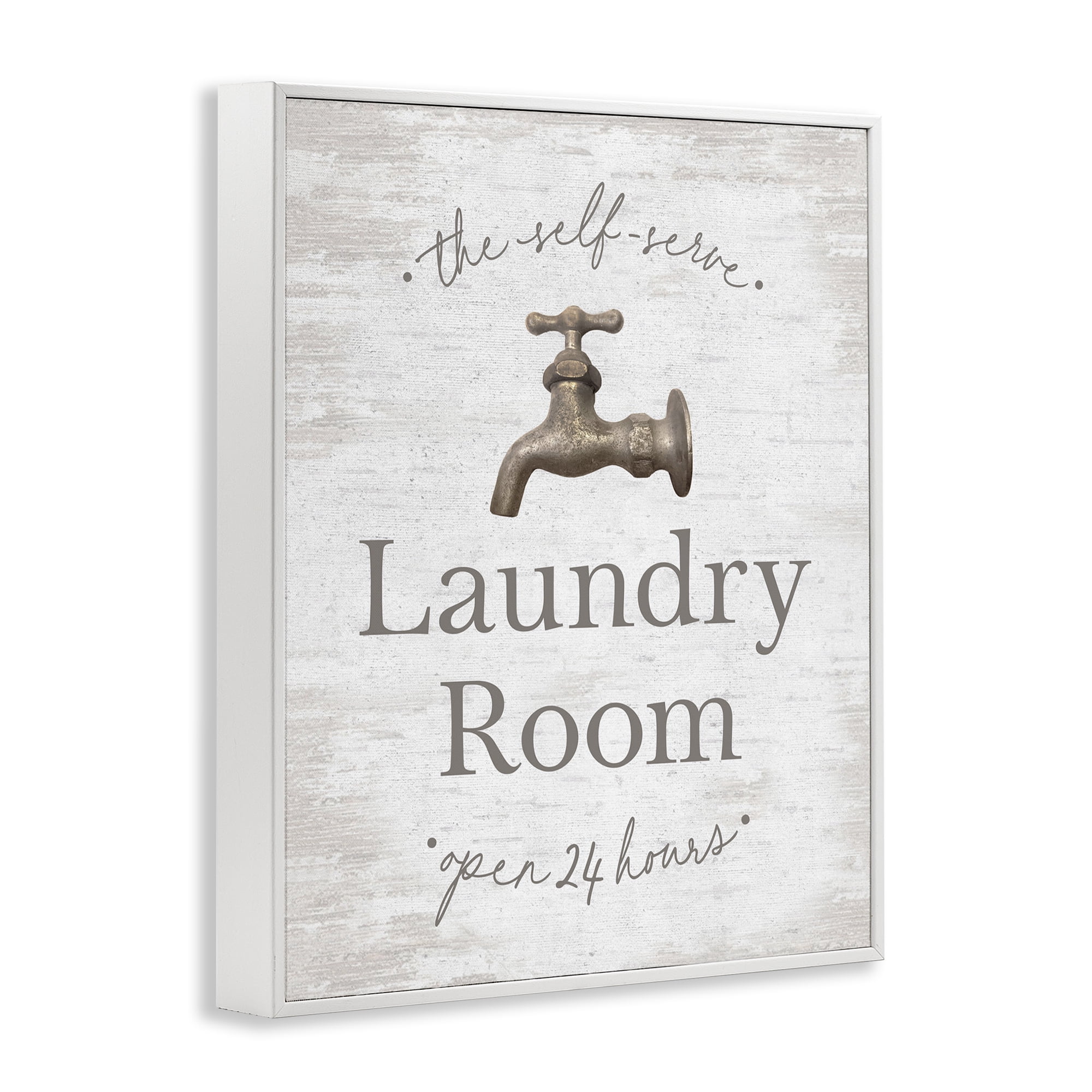 Stupell Industries Distressed Laundry Room Typography Painting White Framed Art Print Wall Art, 11 x 14