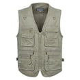 thumbnail image 1 of Chaleco lavado con múltiples bolsillos para hombre, talla grande, para fotografía, pesca, para mediana edad y ancianos, 1 of 2