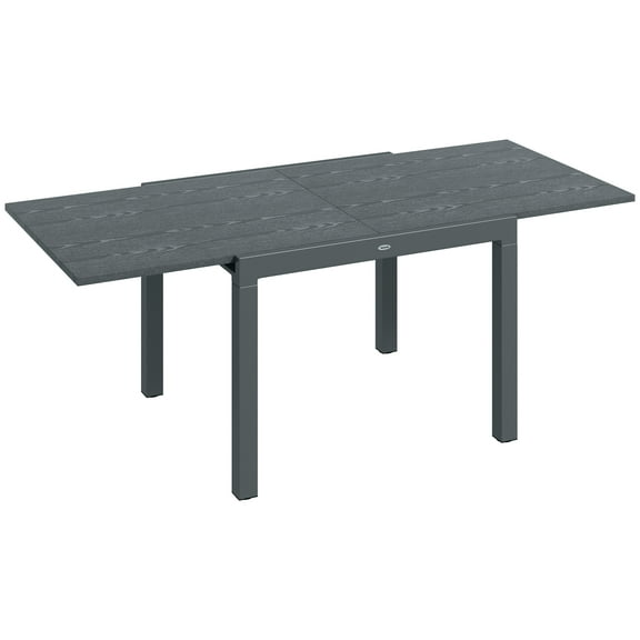 Extendable Patio Dining Table With Dark Gray Color, 41" - 83", Aluminum Body And Wood Effect Steel Top For 6 8 83" Outdoor Table, Gray, Frame Seats