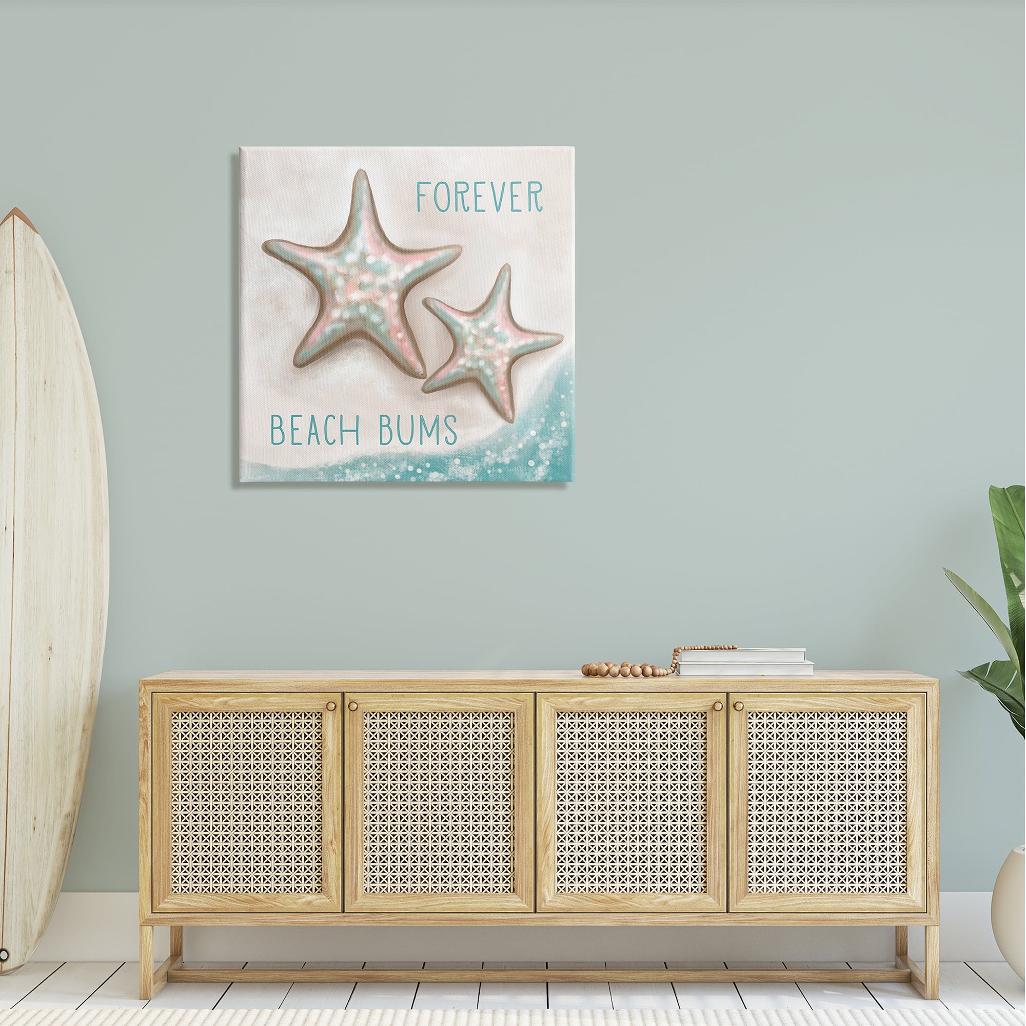 Stupell Forever Beach Bums Starfish Duo Landscape Painting Gallery Wrapped Canvas Print Wall Art