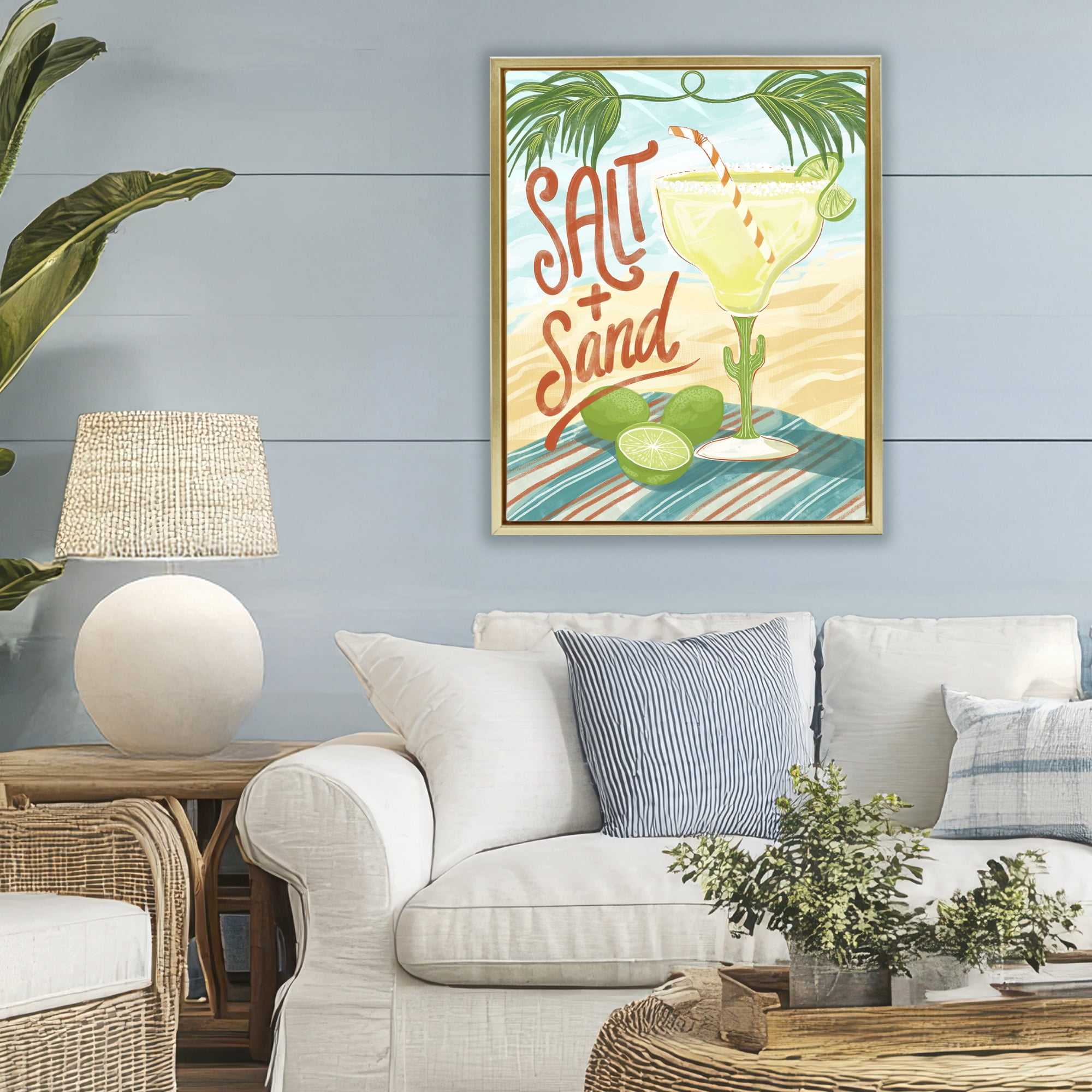 Stupell Industries Salt & Sand Margarita Gold Framed Floater Canvas Wall Art, design by Connie Summers
