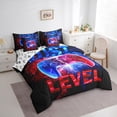 thumbnail image 3 of Homewish Teens Colorful Gamepad 7-Piece Twin Bedding Sets,Abstract Lightning Bedding Comforter Set,Gradient Red Blue Sheet Sets For Boys Kids,Luxury Bedroom Decor Reversible, 3 of 8