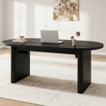 thumbnail image 1 of Oval 70.8 Inch Farmhouse Dining Table for 6-8 People, Double Pedestal Kitchen Table with Thick Wood Build, Modern Rustic Dinner Furniture for Home Apartment Reception Room, 1 of 7