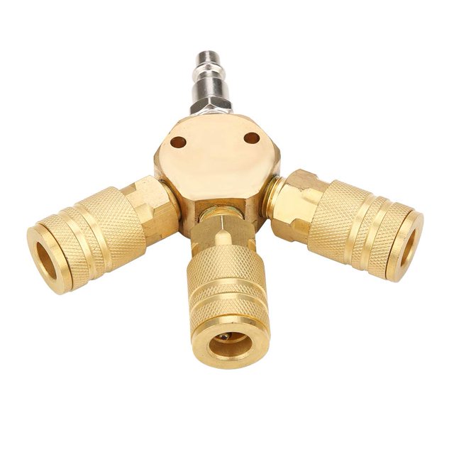Whataatahia 1/4" T-shaped Pneumatic 3-way Connector Tee Quick Coupling Air Pneumatic Hose Connector Pipe Tool