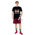 thumbnail image 3 of LuLiaMenton Matching Couples Christmas Pajamas Hanging Gnomies Plaid Short Sleeve Shorts Set, 3 of 5