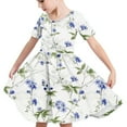 thumbnail image 6 of Girls Short Sleeve A-Line Dress Casual Summer Graphic Flowy Swing Ruffle Pleated Dresses 4-14 Years, 6 of 8
