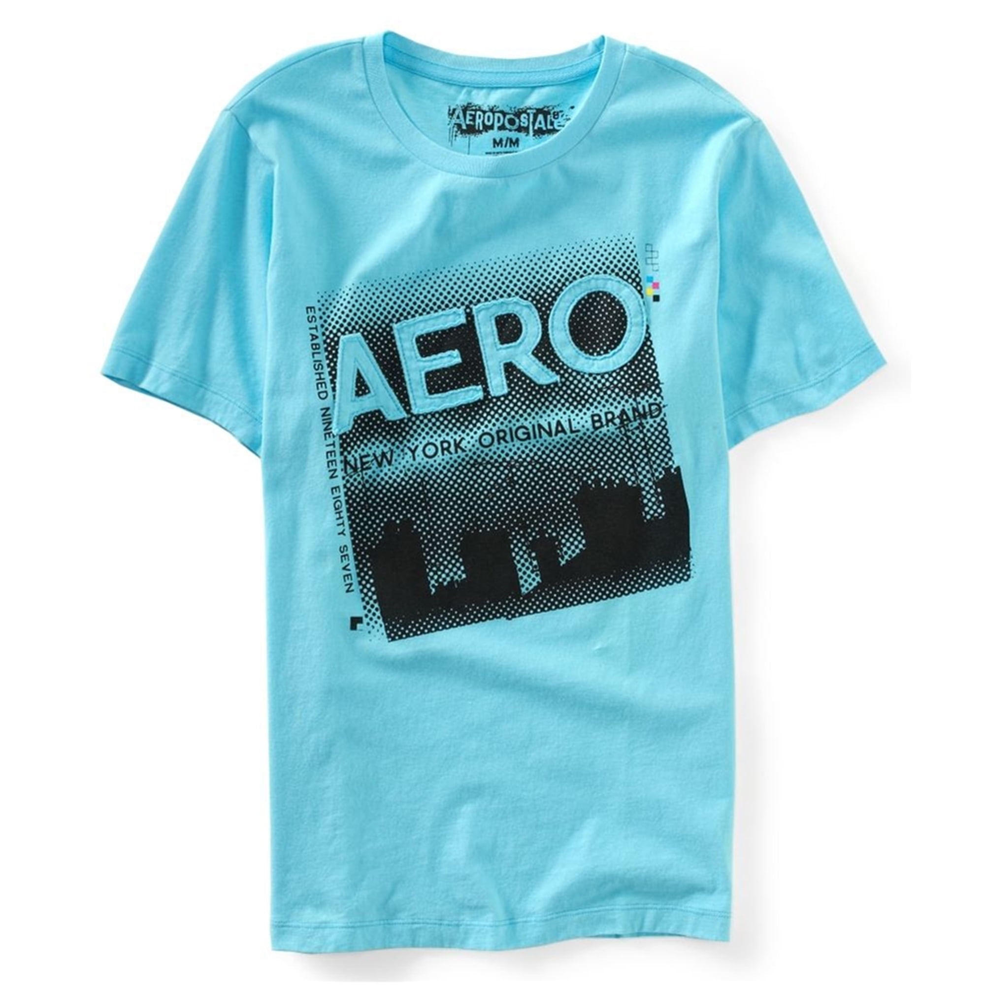 Aeropostale Camiseta con adornos de la marca original Aero Ny para hombre azul mediano Aeropostale Camiseta adornada Bodega Aurrera en linea