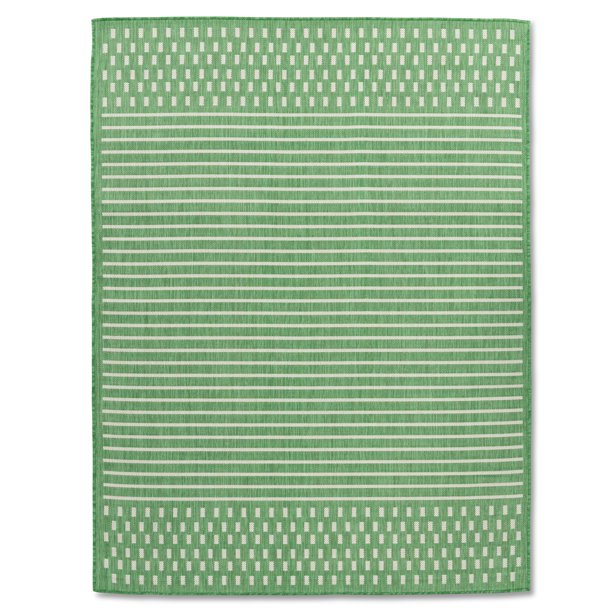 Quick Dry Green Lines Indoor Outdoor Rug