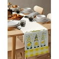 thumbnail image 4 of Welcome Farmhouse Fresh Lemon Gnomes Cotton Linen Table Runner Spring Summer Yellow Check Dresser Scarves Decorations for Kitchen Home Dining,Wedding,Holiday Party 13x70 inches Long, 4 of 8