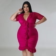 thumbnail image 4 of AURA Women Plus Size Mesh Layered V Neck Dress Sexy A Line Midi Summer Vacation Dress, 4 of 6