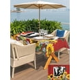 thumbnail image 4 of Outdoor Tablecloth with Umbrella Hole and Zipper, Cows Sunflowers Rectangle Table Cloth 52x70 Inch Waterproof Tablecloth, Spring Botanical Floral Bees Red Barn Picnic Table Cover for Patio Camping, 4 of 7