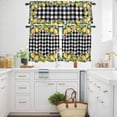 thumbnail image 3 of Lemon Kitchen Curtains, Kitchen Curtains and Valances Set of 3, Black Plaid Check Yellow Fruit Flower Floral Light Filtering Tailored Tier Curtain 36 Inch Length Drapes for RV Cafe Bathroom Bedroom, 3 of 9