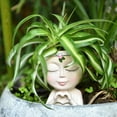 thumbnail image 4 of Face Planter Pot with Heart Hands, Resin Head Succulent Planter with Drainage Hole, Cute Decorative Makeup Brush Holder for Vanity, Gift for Women, 4 of 9