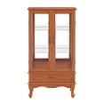 thumbnail image 5 of Retro Glass Storage Cabinet, Curio Display Cabinet with Lighted, Adjustable Glass Shelves and 1 Drawer, Glass Display Cabinet for Living Room, Bedroom, Dining Room, Offices, OAK, 5 of 9