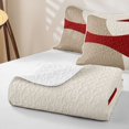thumbnail image 4 of Homewish Minimalism Beige Red Quilt Full,Classic Abstract Geometric Full Bedspread Sets,3-Piece, 4 of 7