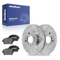 AutoShack 10.15" (257.9 mm) Front Vented Drilled & Slotted Brake Rotors Coated Ceramic Brake Pads | Replacement for 2011-2019 Ford Fiesta | Silver Zinc Coated | 6-PC Brake Kit | SilverShield Pro