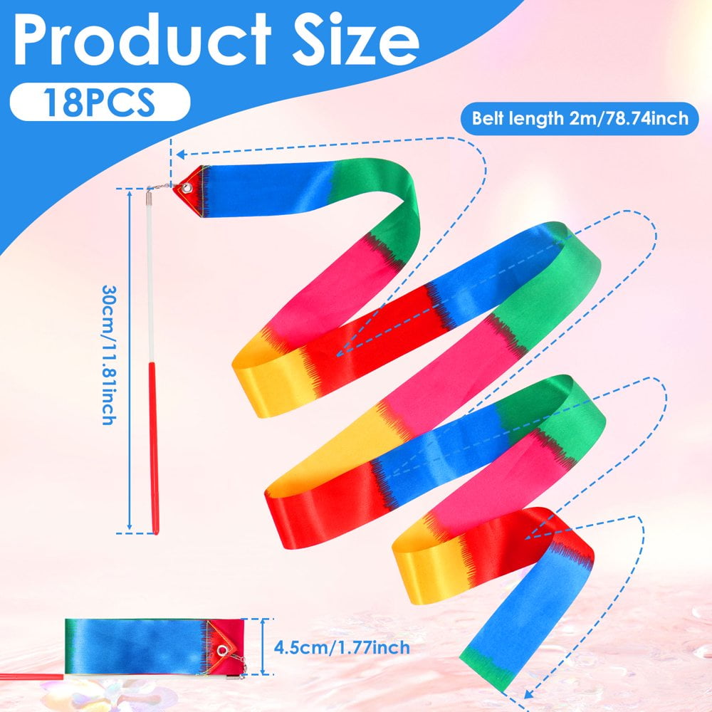 LUTER Ruban De Danse Scintillant, 2 Pièces 2 Ruban De Gynastique Avec Baguette, Ruban Danse